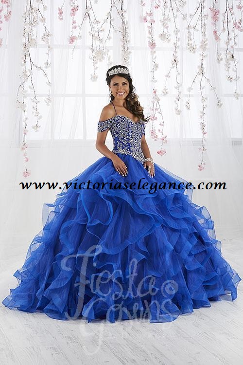 House of Wu Flounced Ruffled Tulle Ball Gown