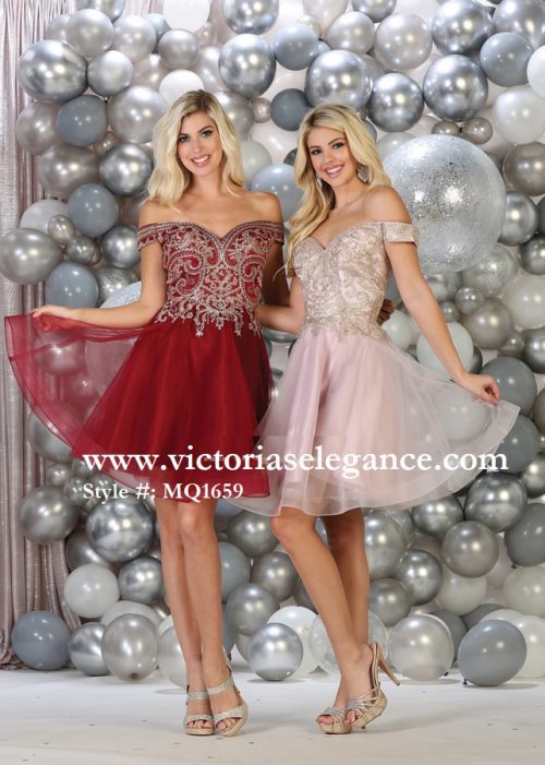 Short Dress off-the-shoulder, bridesmaid dress, dama's dress, prom gala pageant, sweet 16