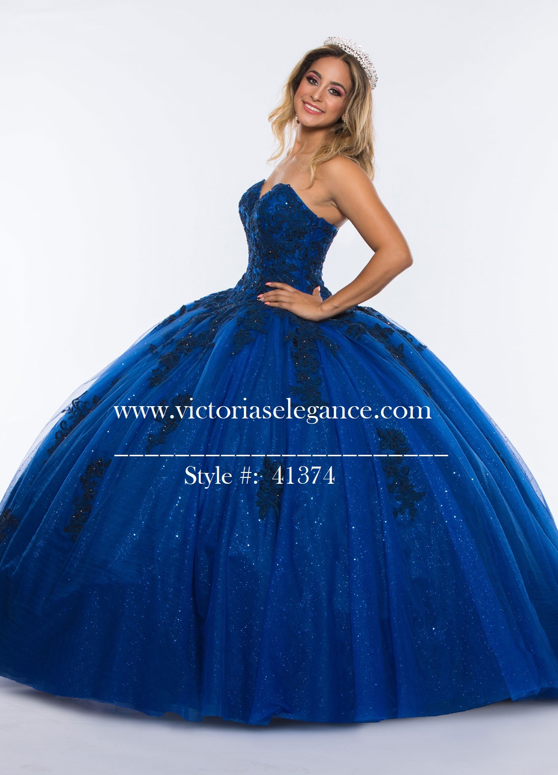 Quince Royale Glitter Tulle Ball Gown Sweetheart Bodice