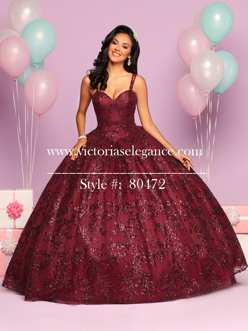 DaVinci Sequined Tulle Ball Gown