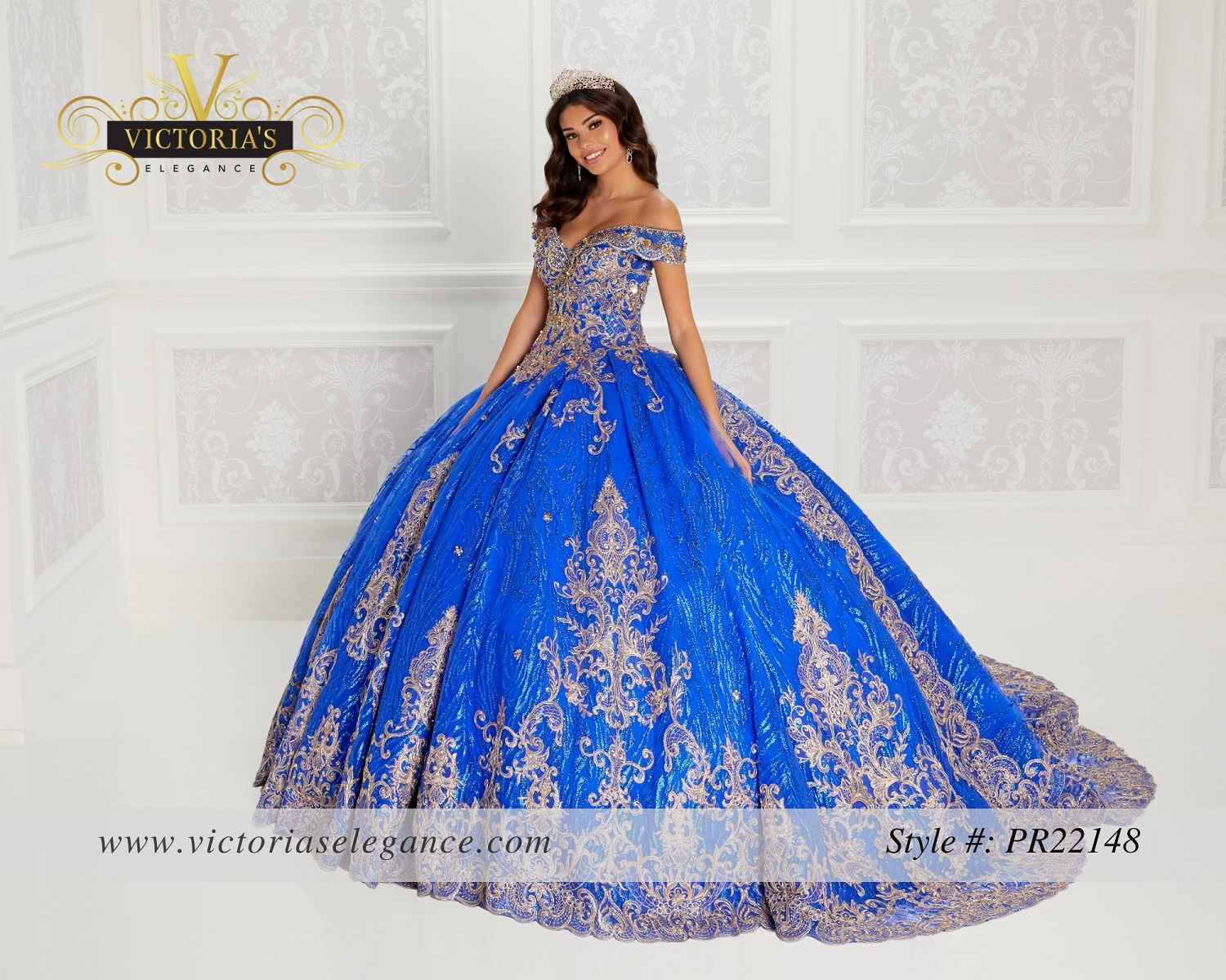 Princesa by Ariana Vara Cold Off Shoulder Embroidered Ballgown