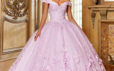 Morilee Floral Patterned Glitter Quinceañera Dress