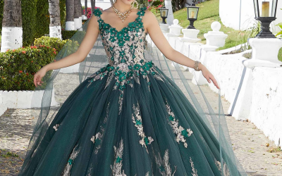 Morilee Glitter Tulle Quinceañera Dress with Three-Dimensional Floral Appliqués
