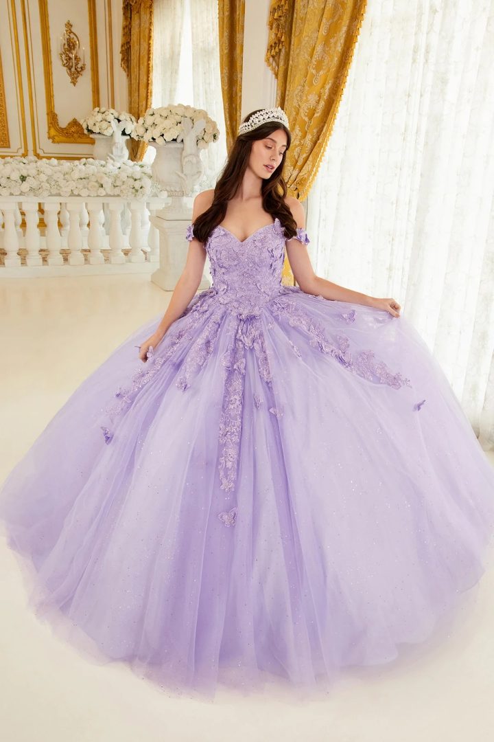 3D Butterfly Off The Shoulder Ball Gown - Victoria's Elegance ...