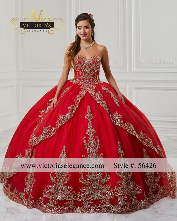 House of Wu Tulle Ball Gown with Sequined Applique