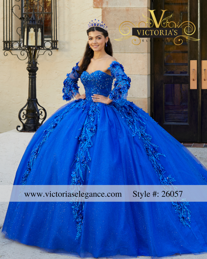 House of Wu 3D Floral Ball Gown with Detachable Sleeves